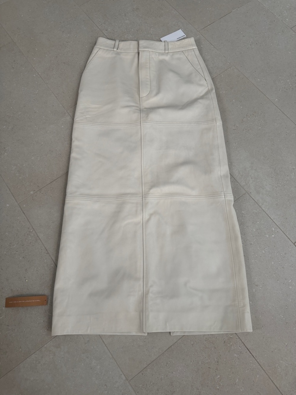 Reformation Cream Leather Midi Pencil Skirt - Picture 2 of 9